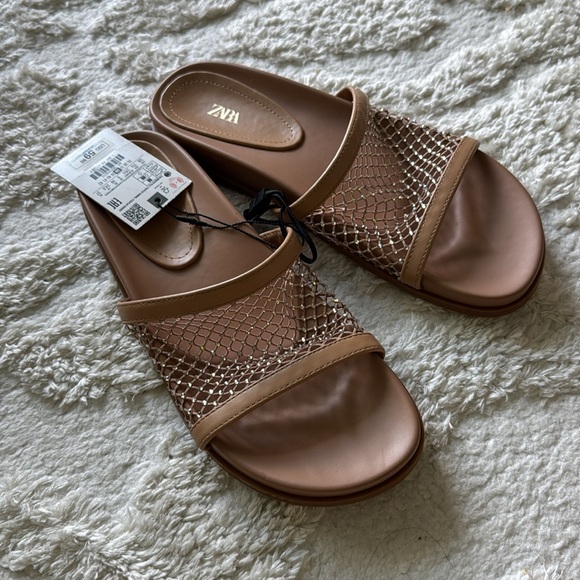 Zara rhinestones mesh sandals. Never worn. - Picture 3 of 4